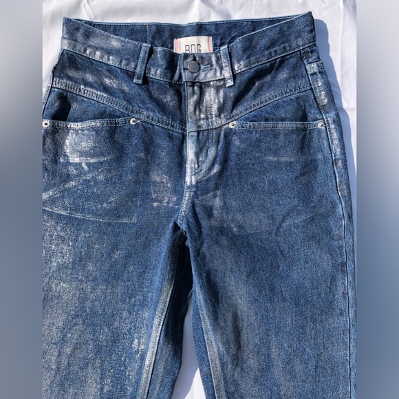 UO silver metallic cowboy jeans-size 27 - Picture 5 of 14